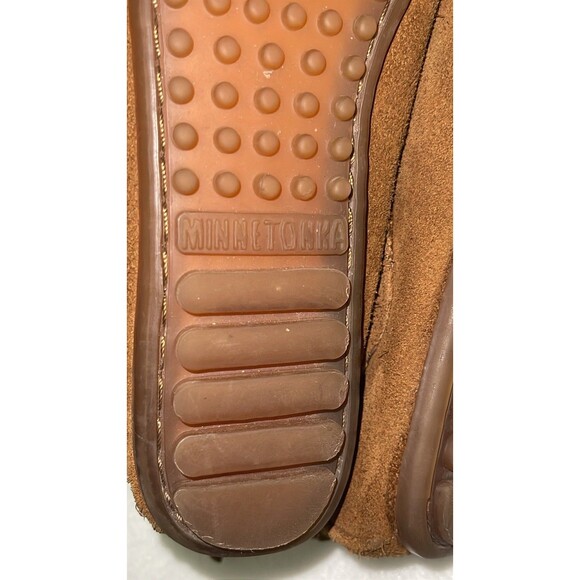 MINNETONKA Fringe Moccasins Boho Festival Brown Suede Boots Woman’s Size 7.5 US - Picture 8 of 13